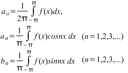 коэффициенты ряда Фурье рассчитываются по формулам